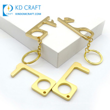 Brass Contactless Anti Virus Key Chain Antimicrobial Hygienic Hands Free Bottle Tool EDC No Touch Door Opener with Keychain